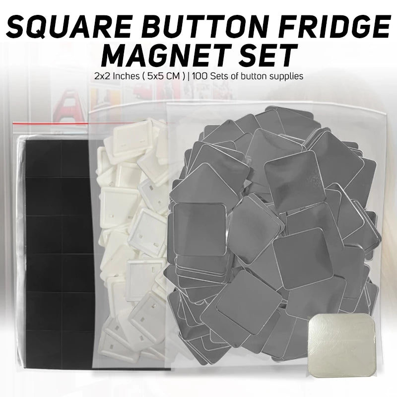 100pcs Square Button Fridge Magnet Set (2inch)