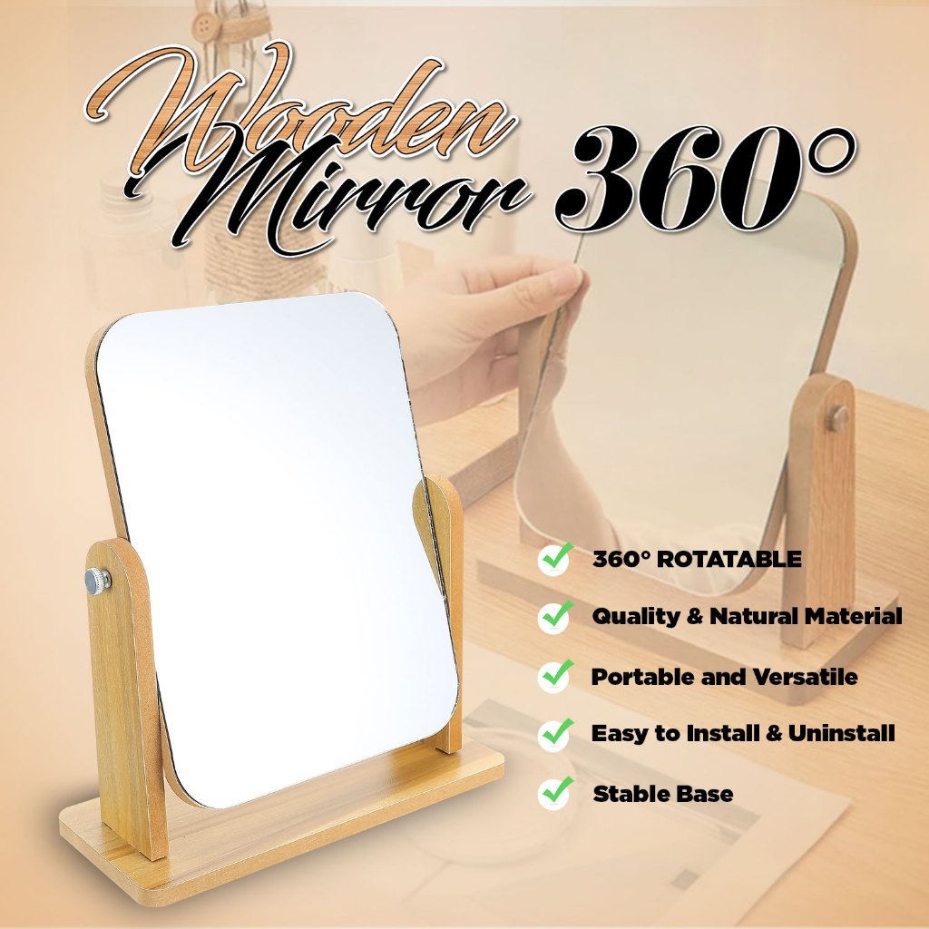 360° Rotation Wooden Mirror 13x18cm for Laser Engraving