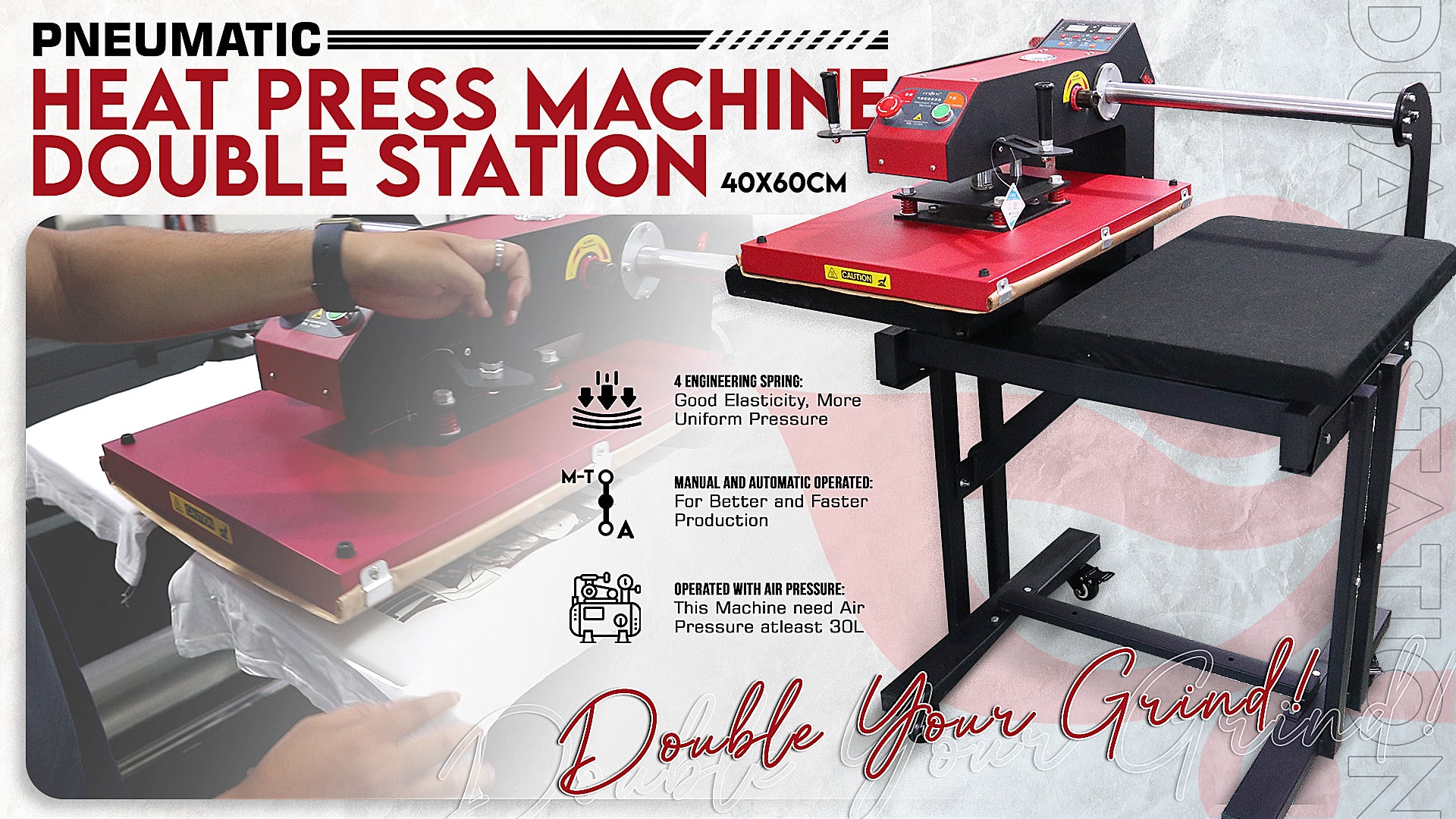CUYI Double Station Pneumatic Heat Press