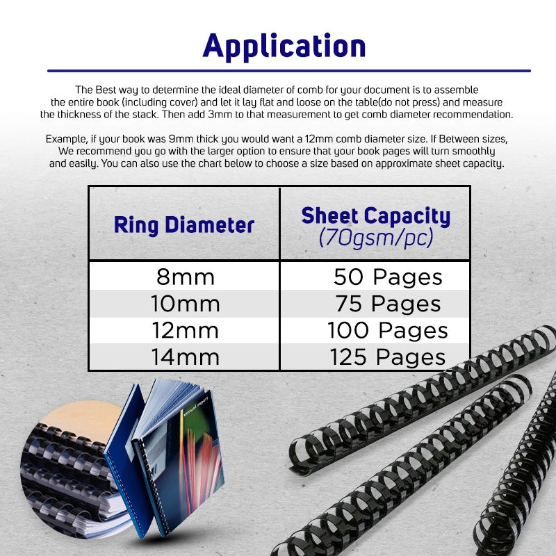 Plastic Ring Binding Black A4 Size Spring Binder 100pcs Per Pack 10 Mm 12 14mm