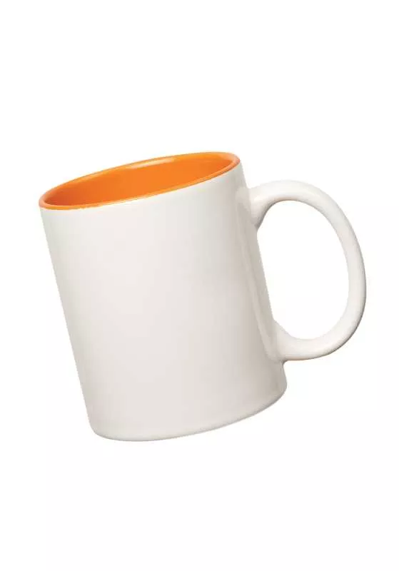 MR.R 11oz Set of 6 Sublimation Blank Coffee Mugs,Cup Blank White Mug Cup  with Orange Color Mug Inner and Handle 