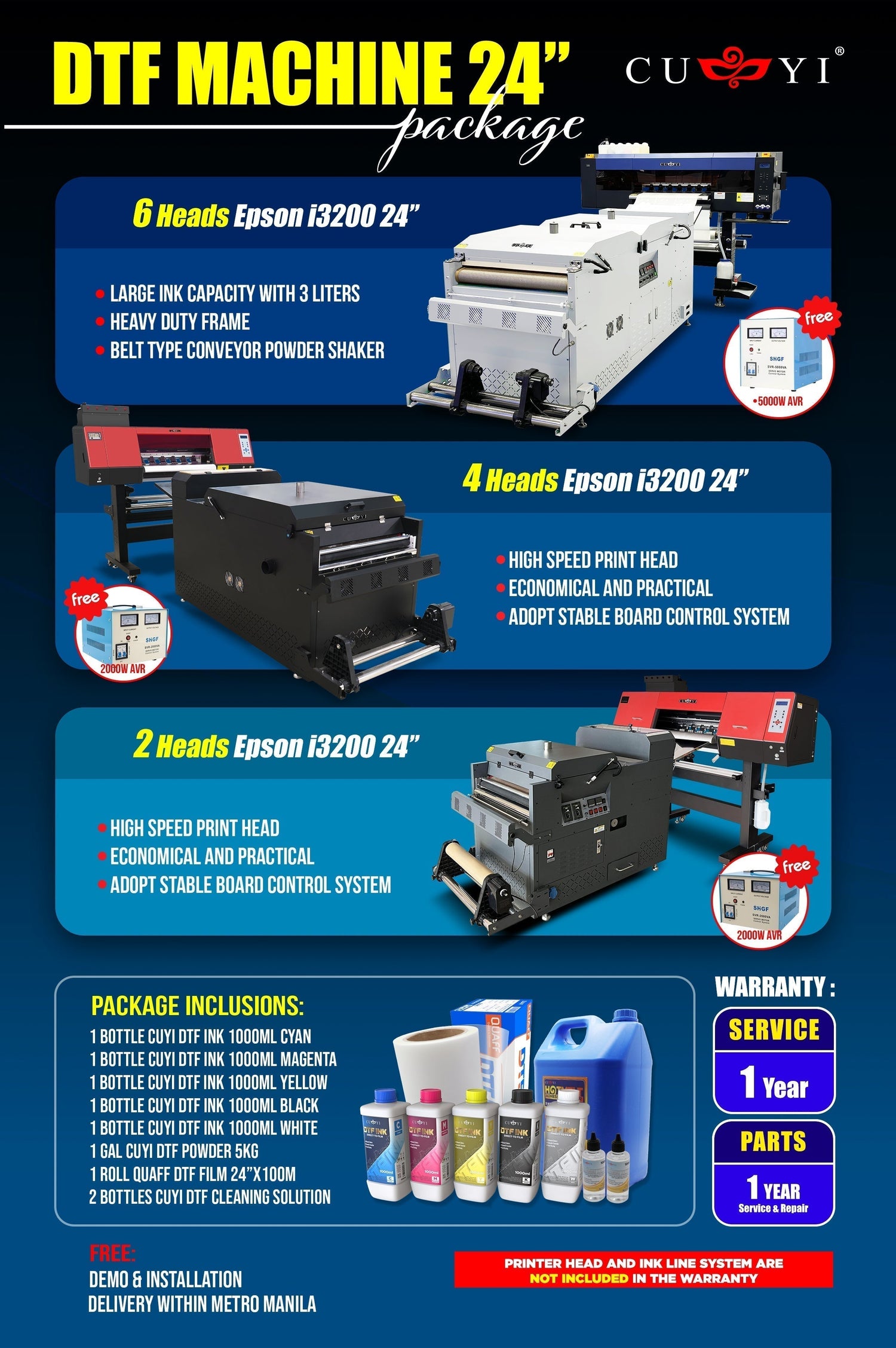 CUYI DTF Machine 24” PACKAGES