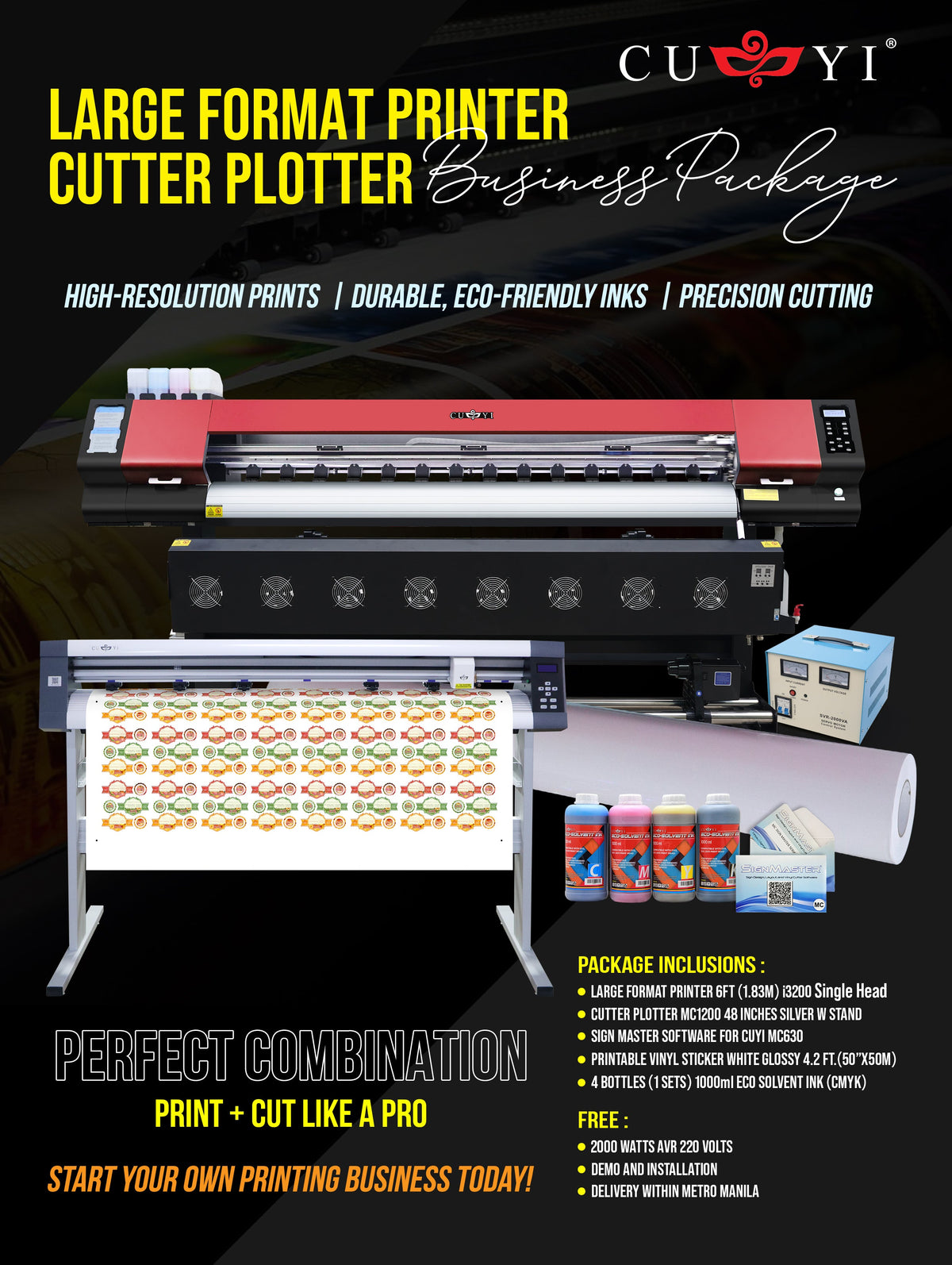 CUYI Eco-Solvent Printer + Cutter Plotter Business Packages