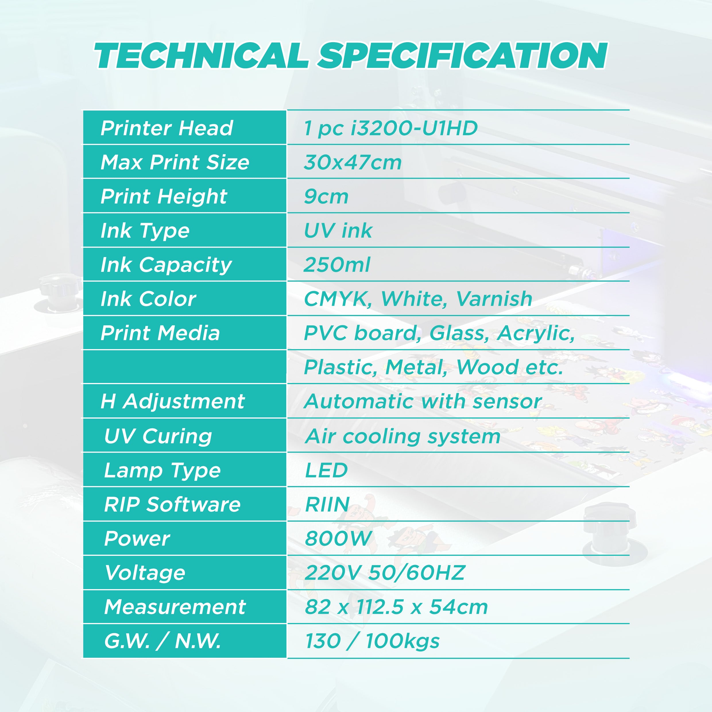 Cuyi 4in1 A3 UV Printer i3200(8)-U1HD 🆕