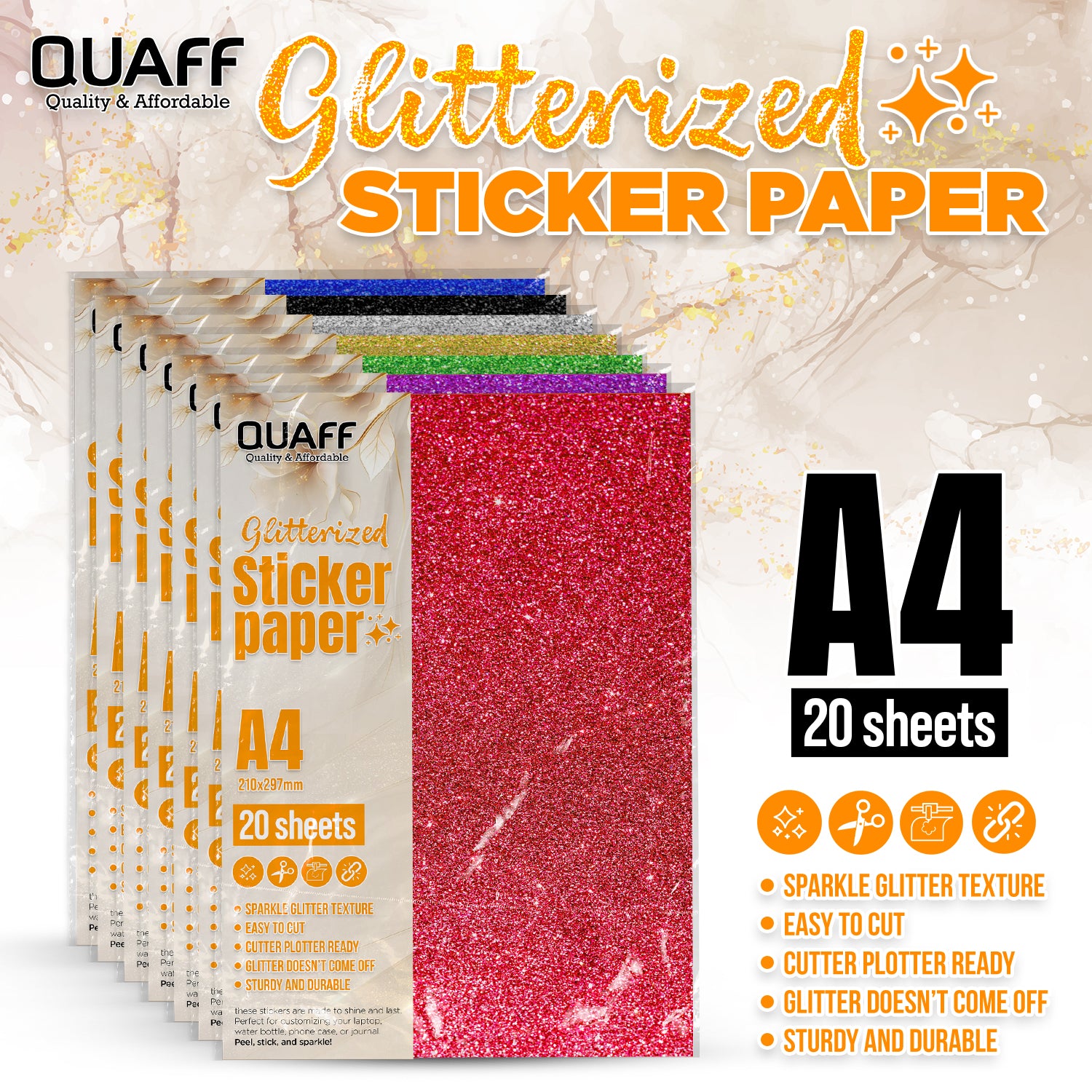 QUAFF Glitterized Sticker Paper (20 sheets/pack)