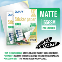 QUAFF Sticker Paper 165GSM A4 Matte & Glossy