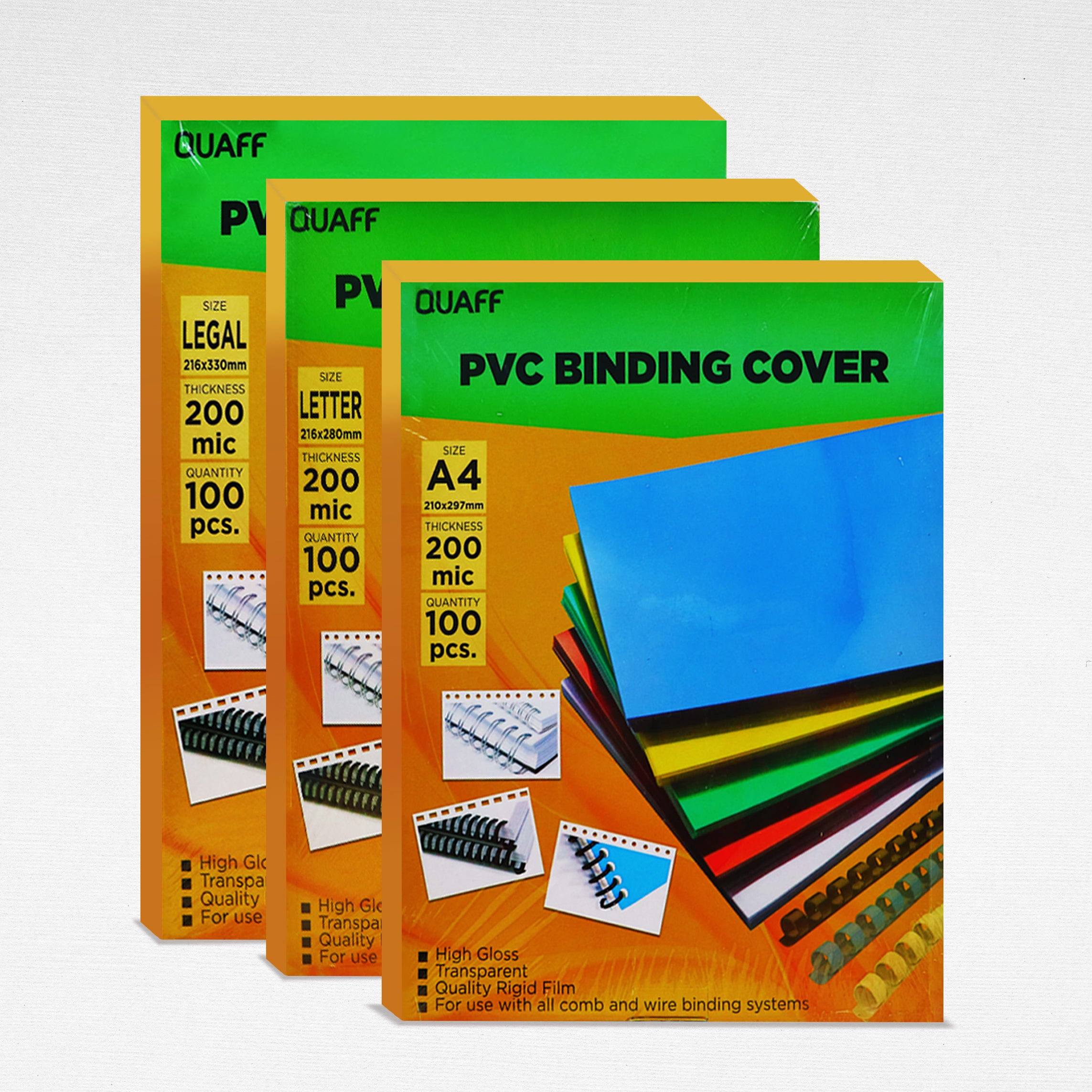 QUAFF 200MIC PVC BINDING COVER CLEAR