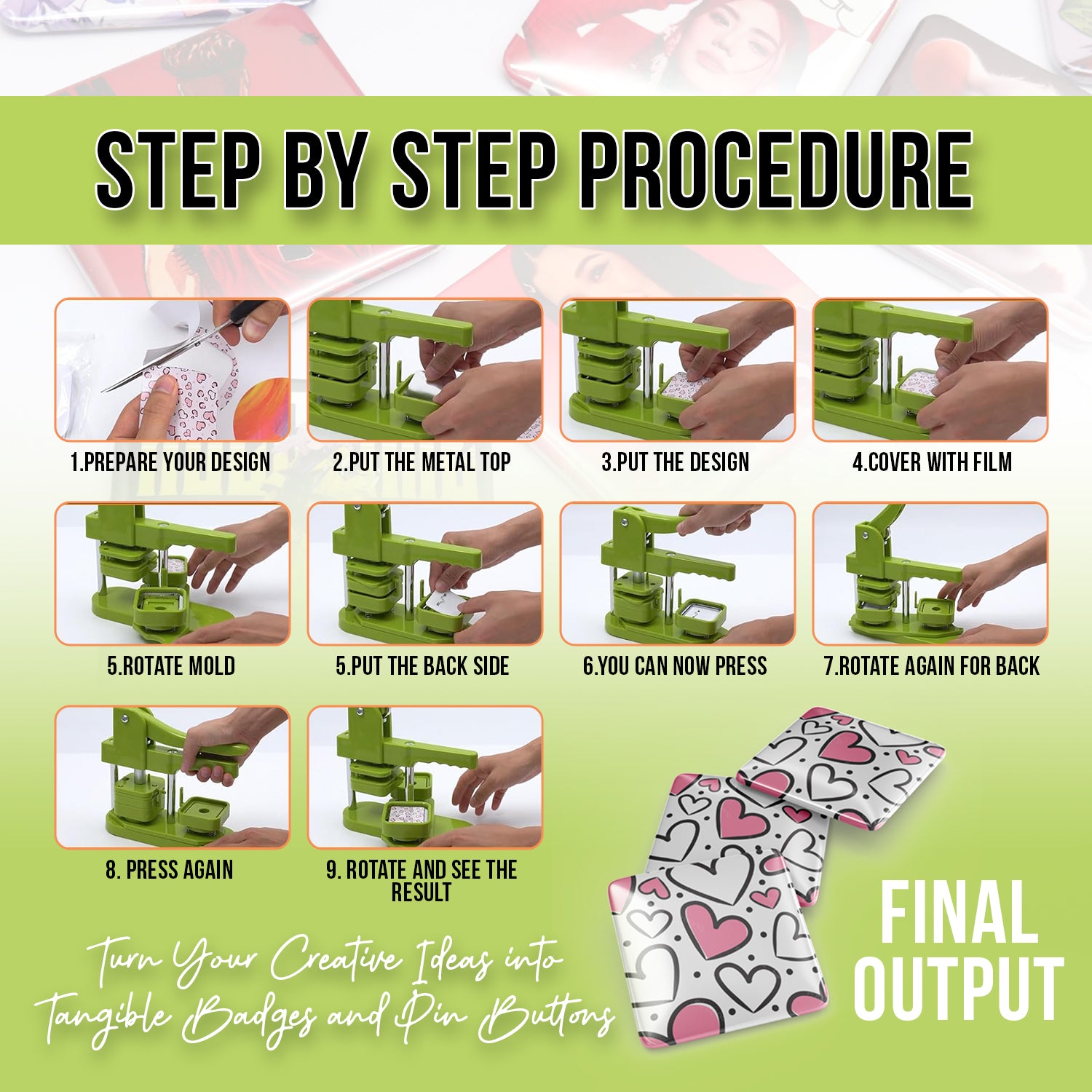 100pcs Square Button Fridge Magnet Set (2inch)