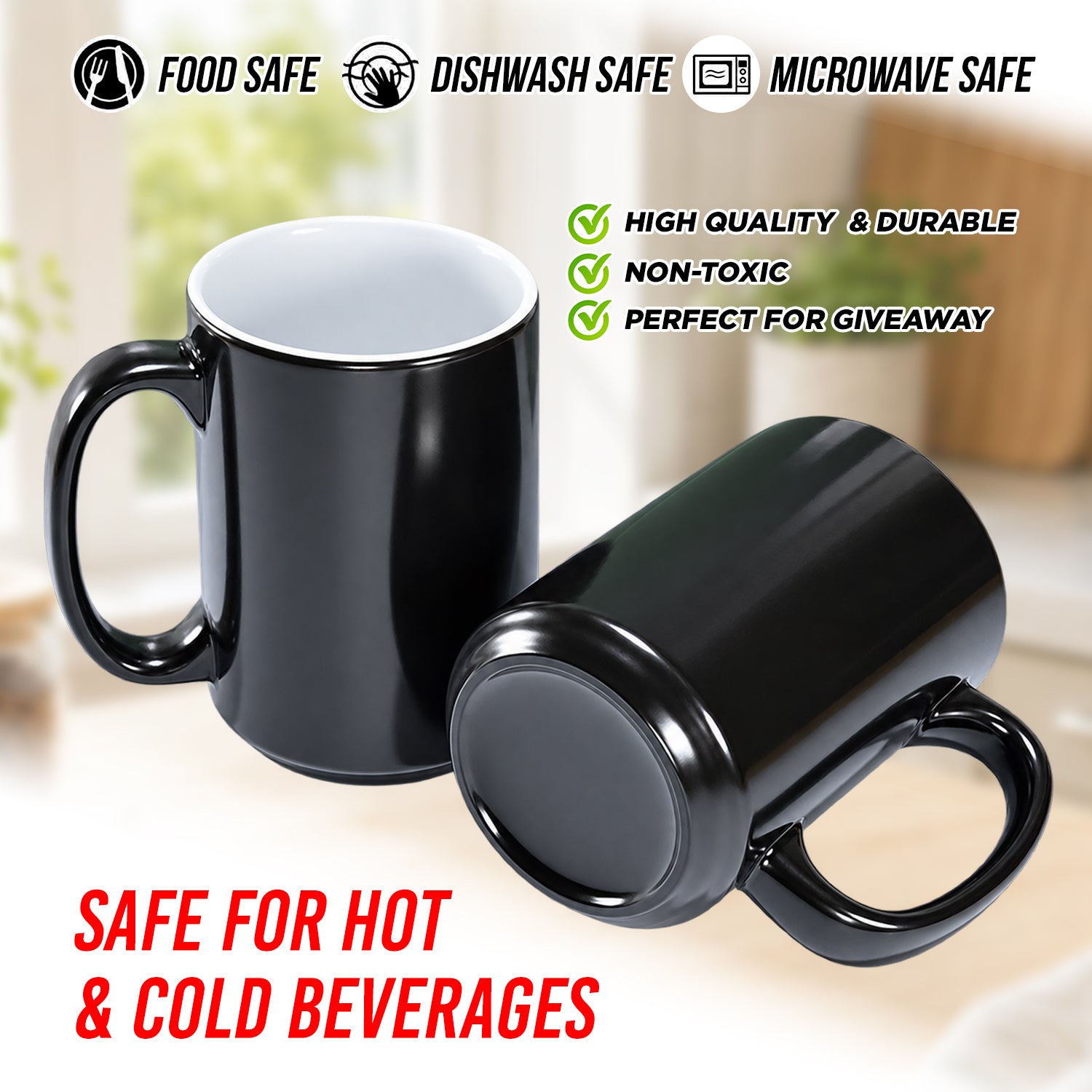 Quaff Big Magic Mug Black(Glossy) 15OZ