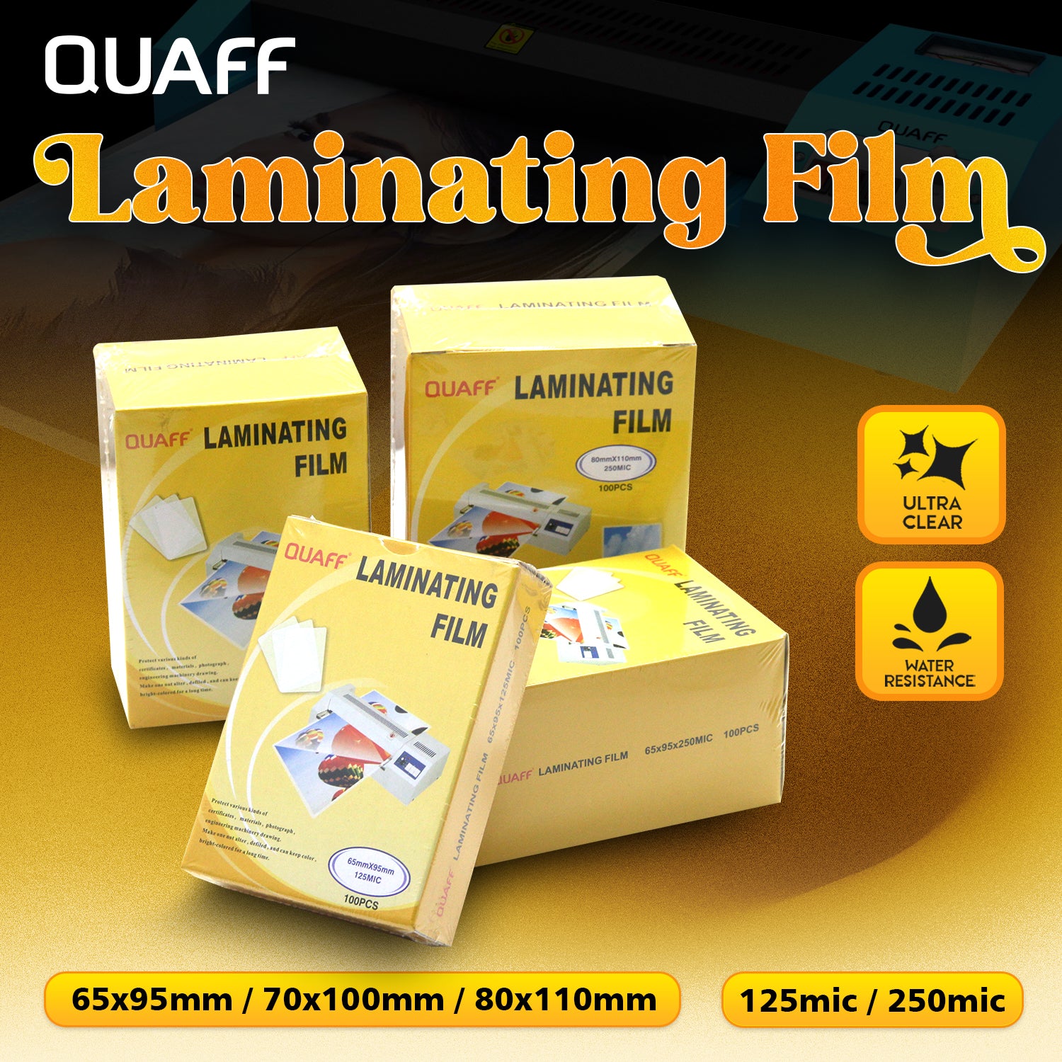 Quaff Laminating Film ID Sizes (100sheet/pack)