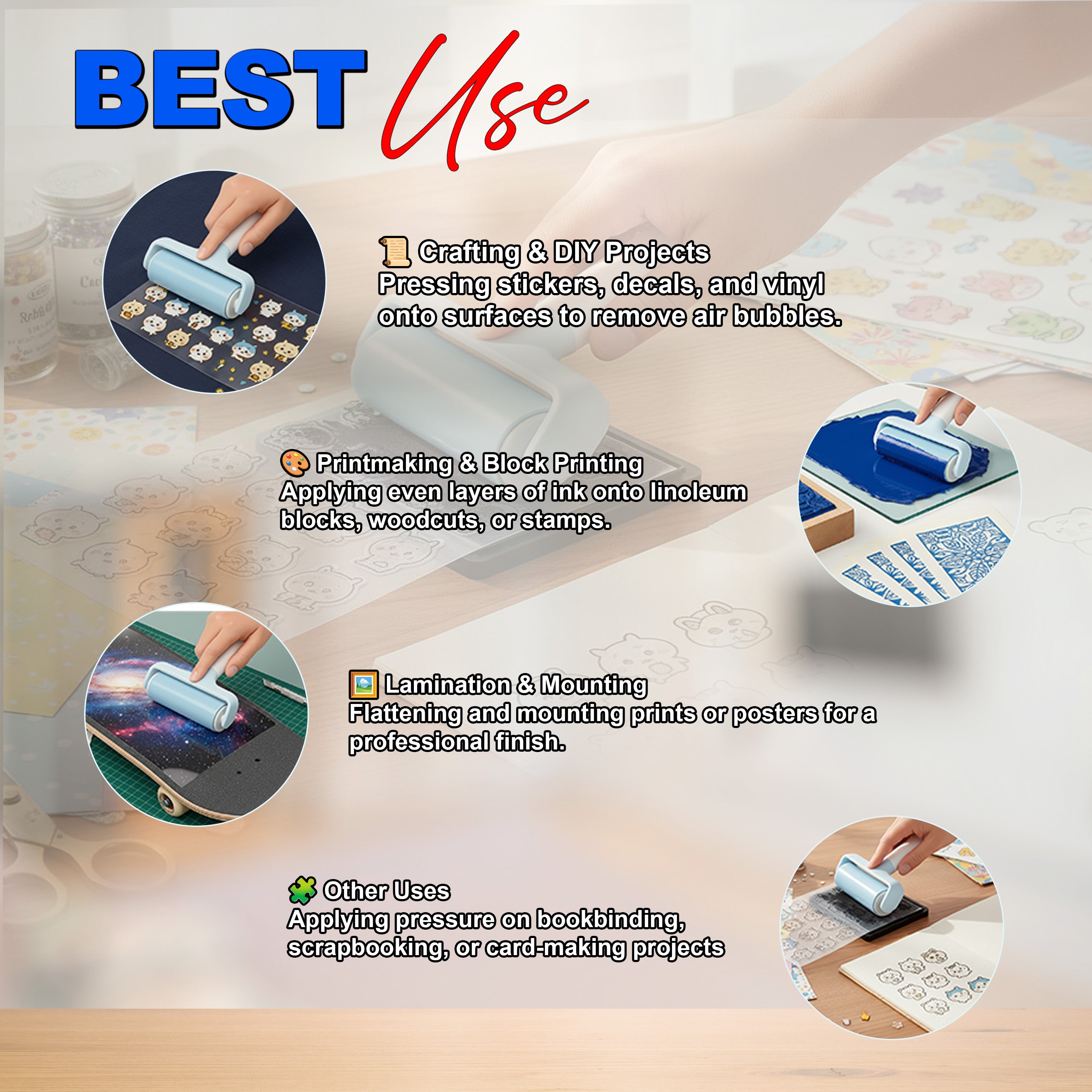 3.7inch Rubber Roller Blue