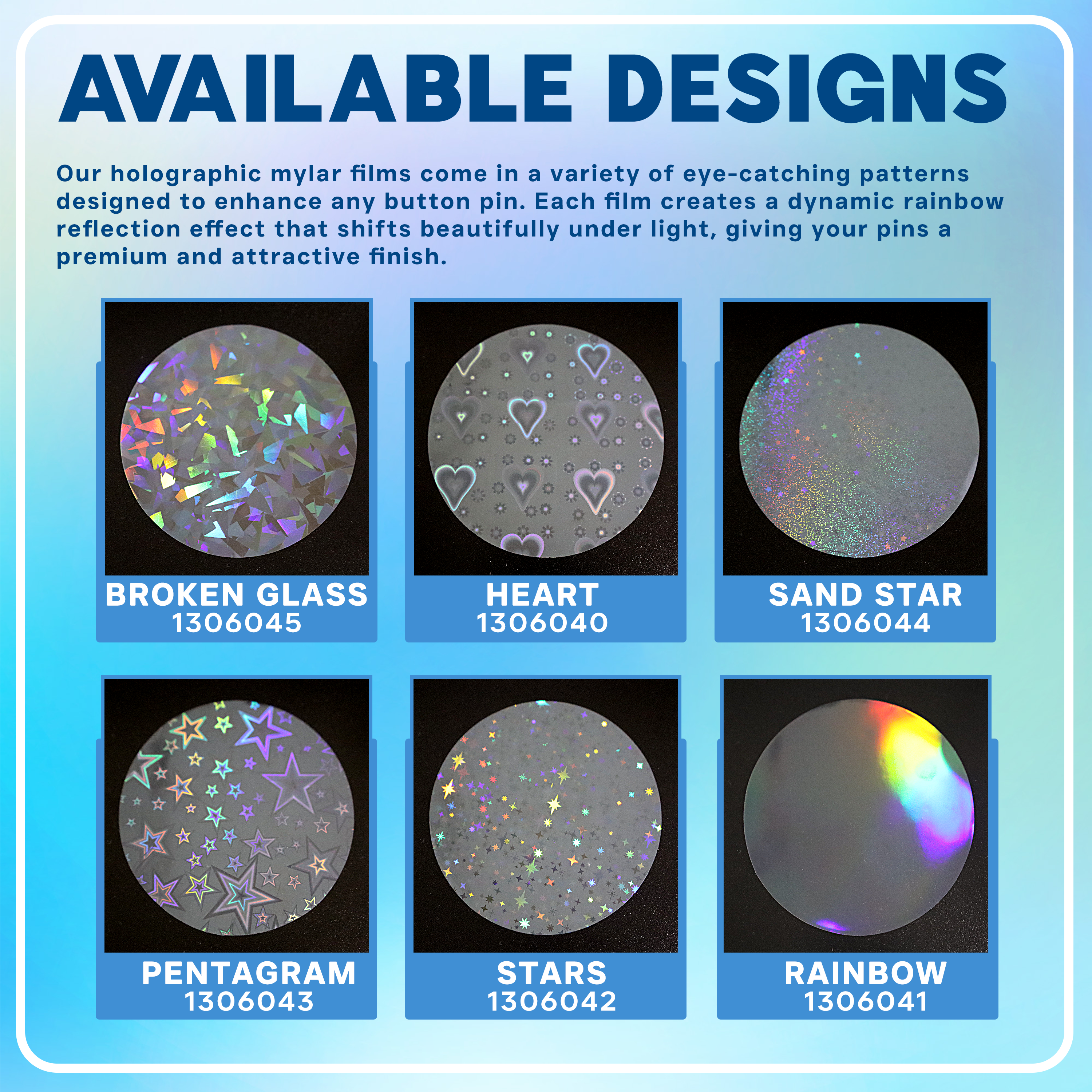 Holographic film for Button Pin for 58mm (50pcs/pack)