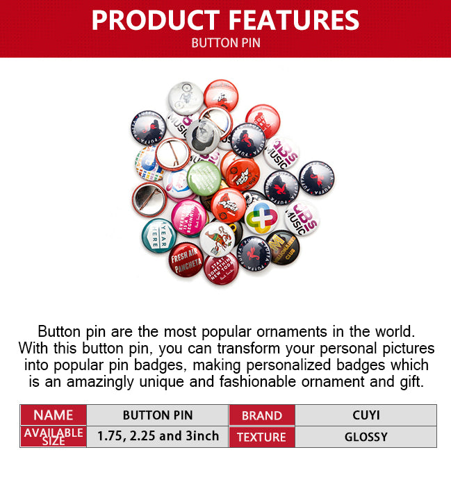 CUYI Button Pin 1.25 Inch (32mm) China 100 set