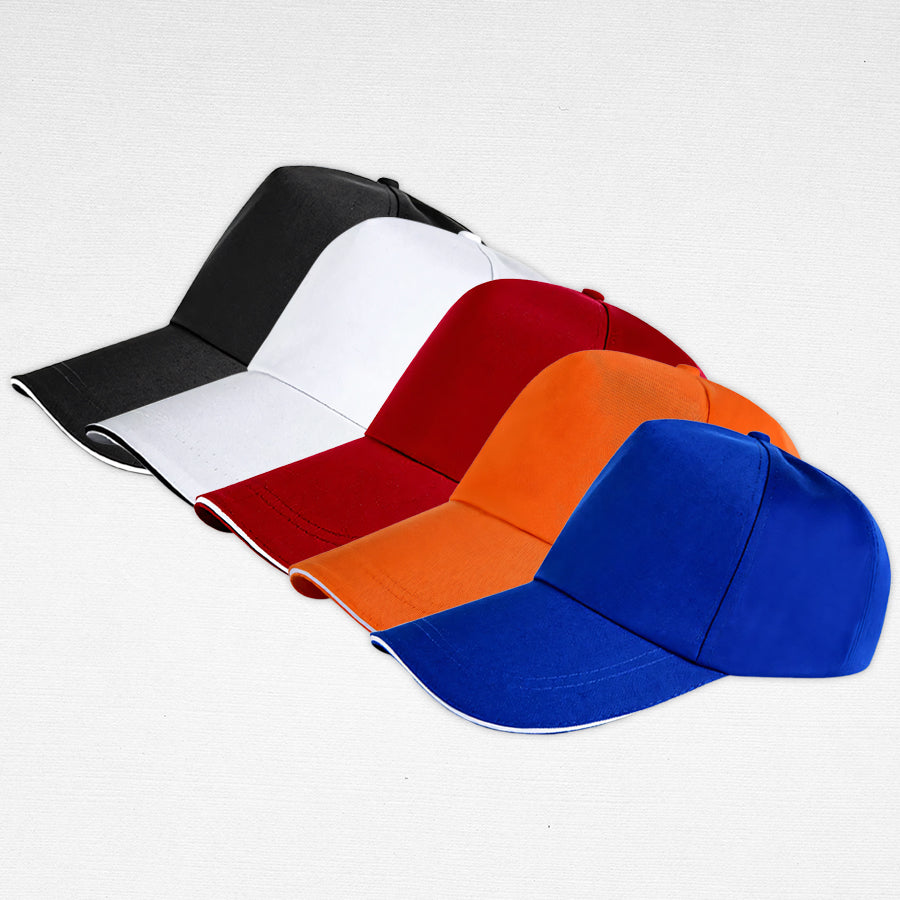 Baseball Cap With Adjustable Metal Strap Buckle Closure And Colored Brim Lining