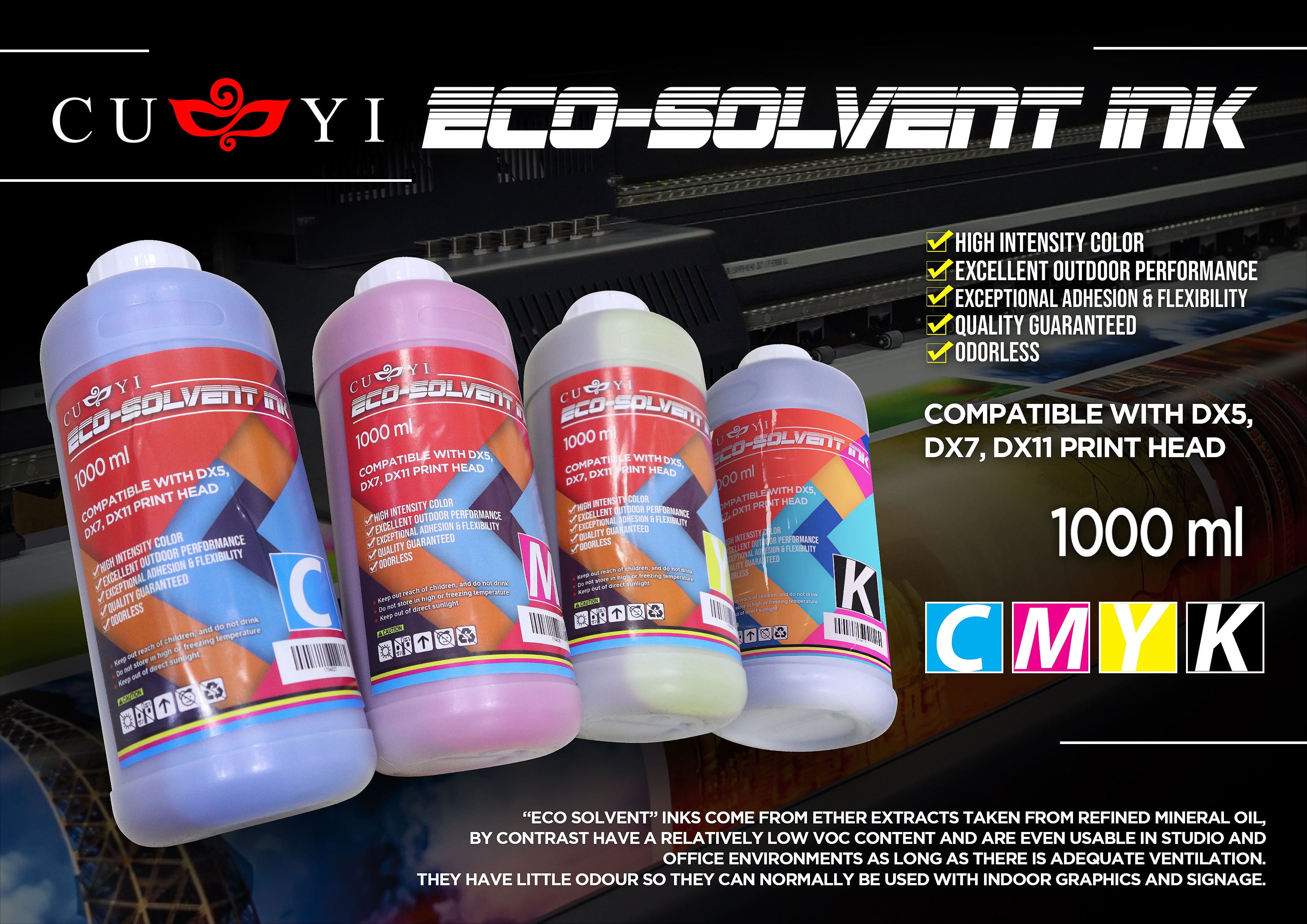 CUYI ECO-Solvent EP DX5/6/7 Head 1 Liter