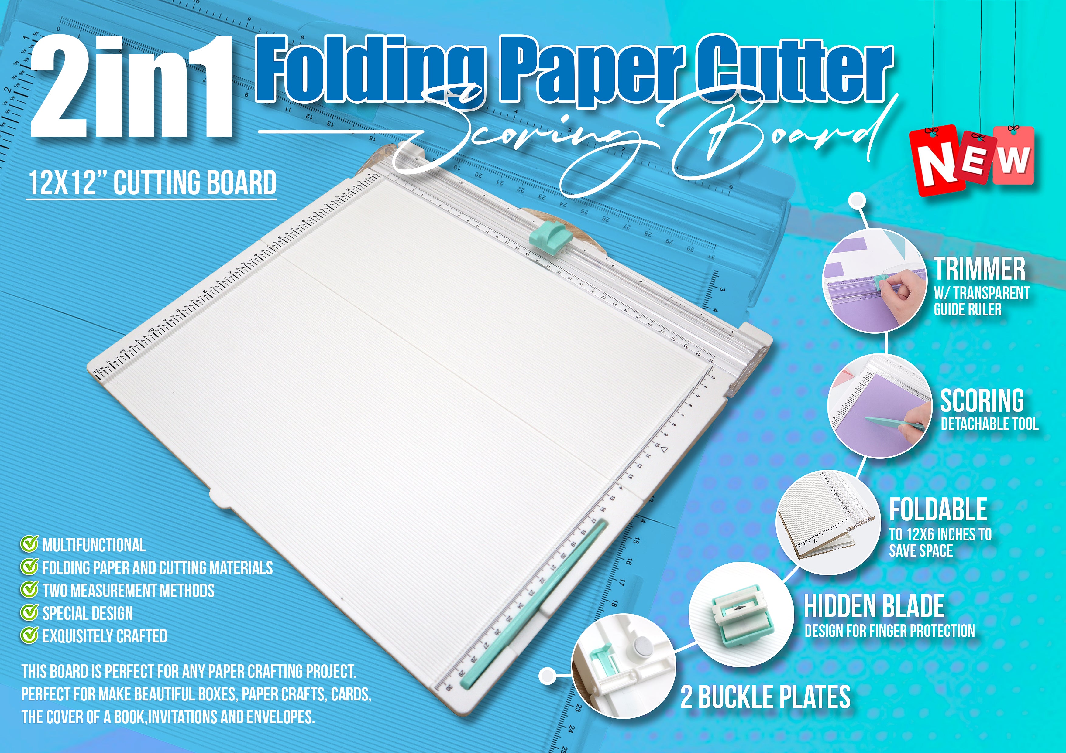 2in1 Folding Paper Cutter Scoring Board