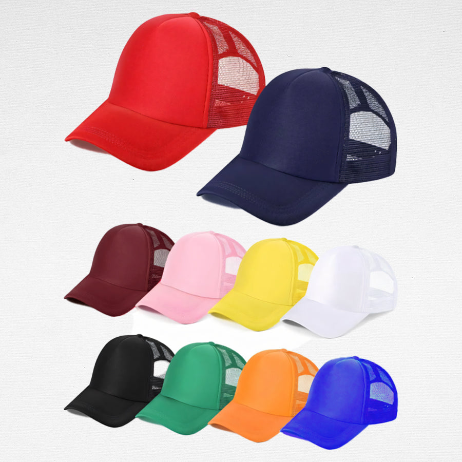 Full Color QUAFF Printable Mesh Cap for Men and Women Baseball Cap / Net Trucker Black Blue Red