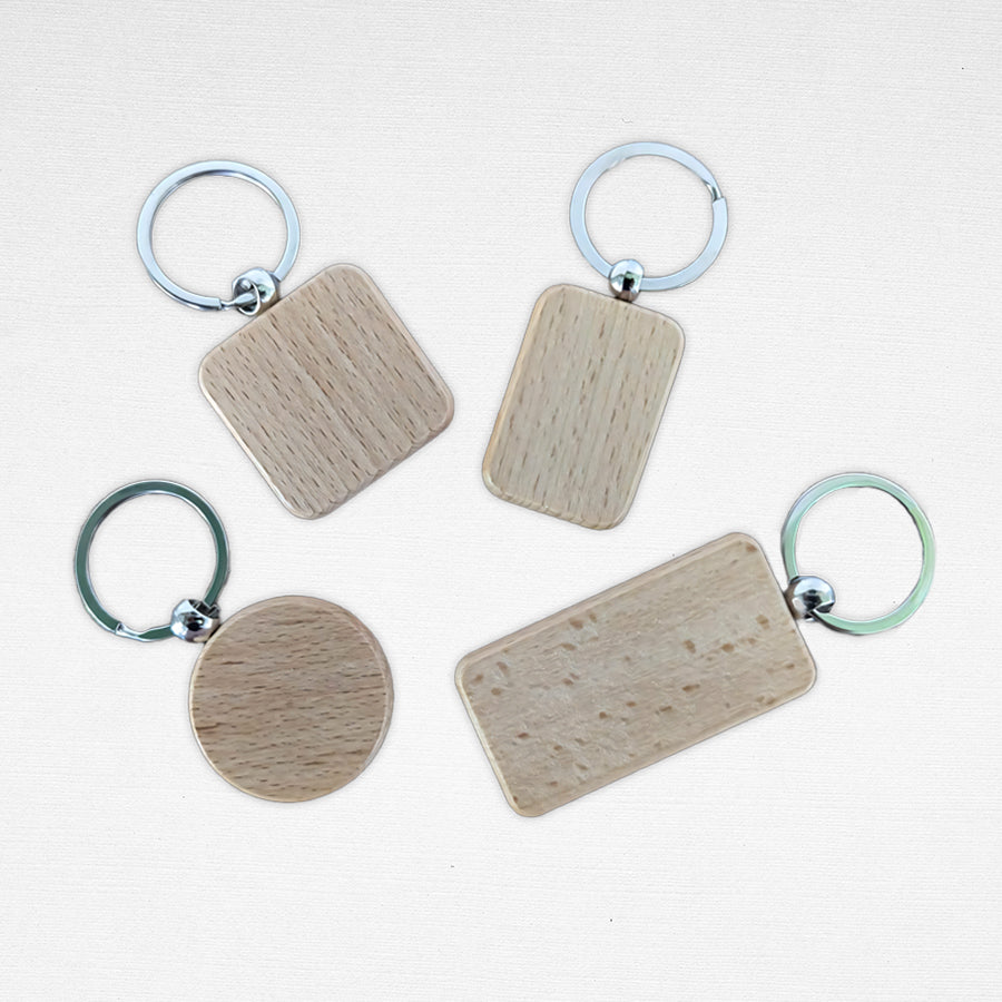 Laser Engraving Wooden Keychain for Souvenirs and Giveaways Plain Key Chain