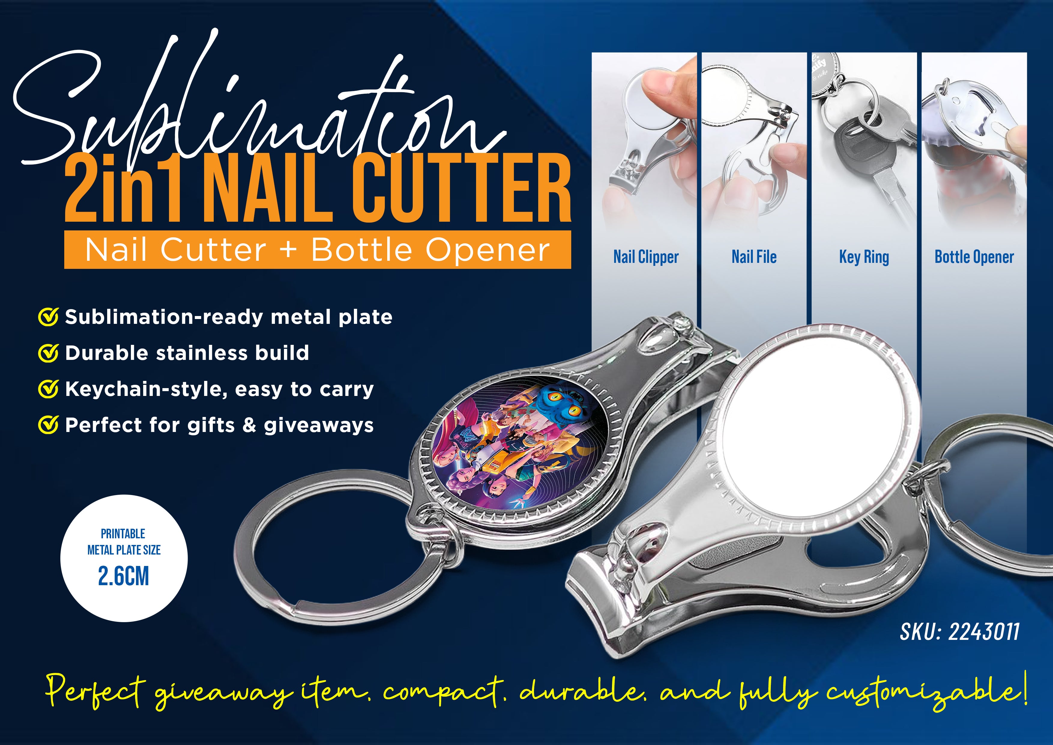 Sublimation 2in1 Nail Cutter with Bottle Opener