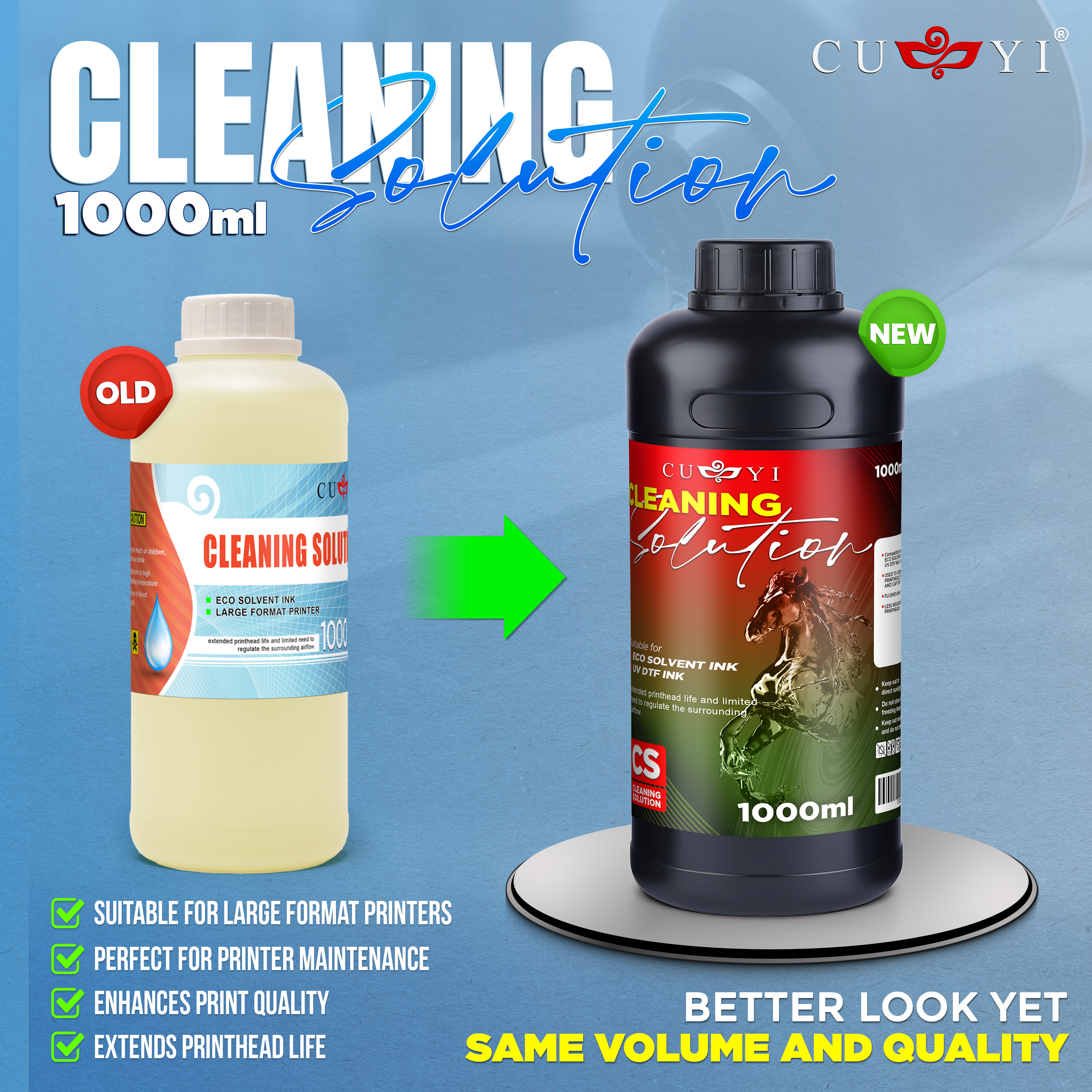 CUYI Cleaning Solution 1L For ECO-SOLVENT INK&Curable UV Ink