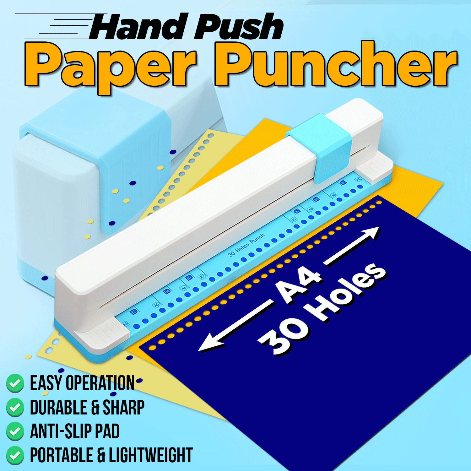 30-Hole Manual Paper Punch Binder (Max 3 sheets)