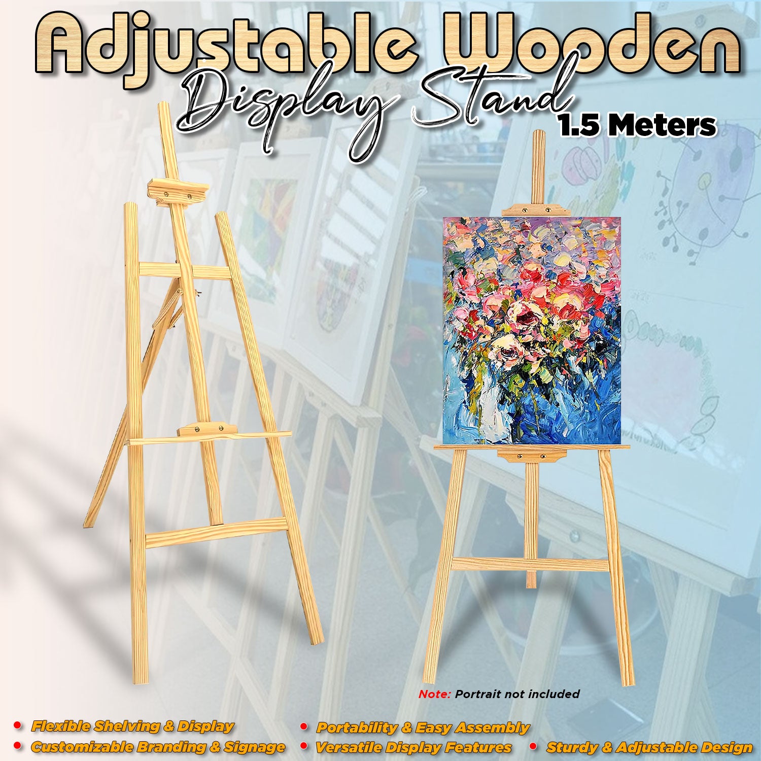 1.5 Meters Display Stand Art Supplies Sketch Wooden Frame