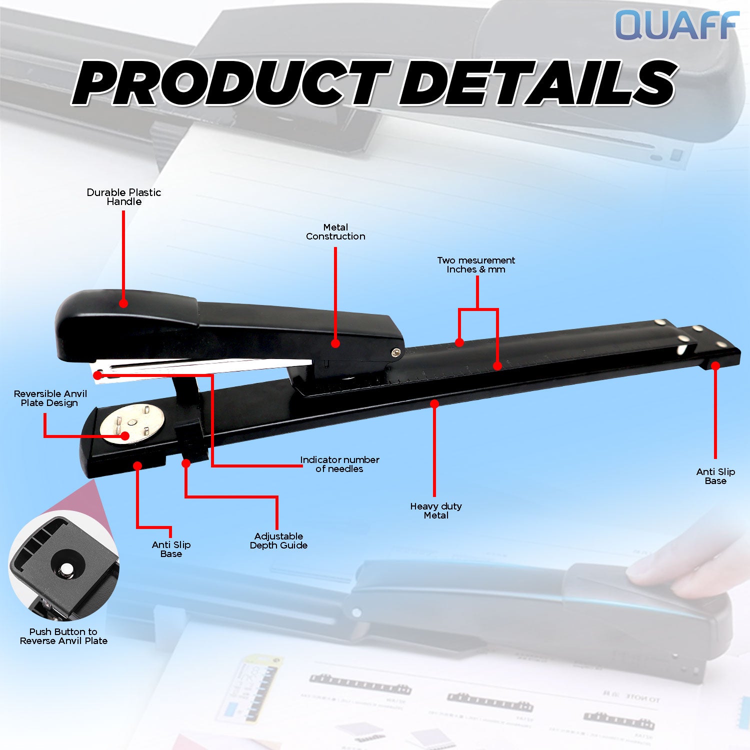 QUAFF Long Arm Stapler 12 inches (25sheets)