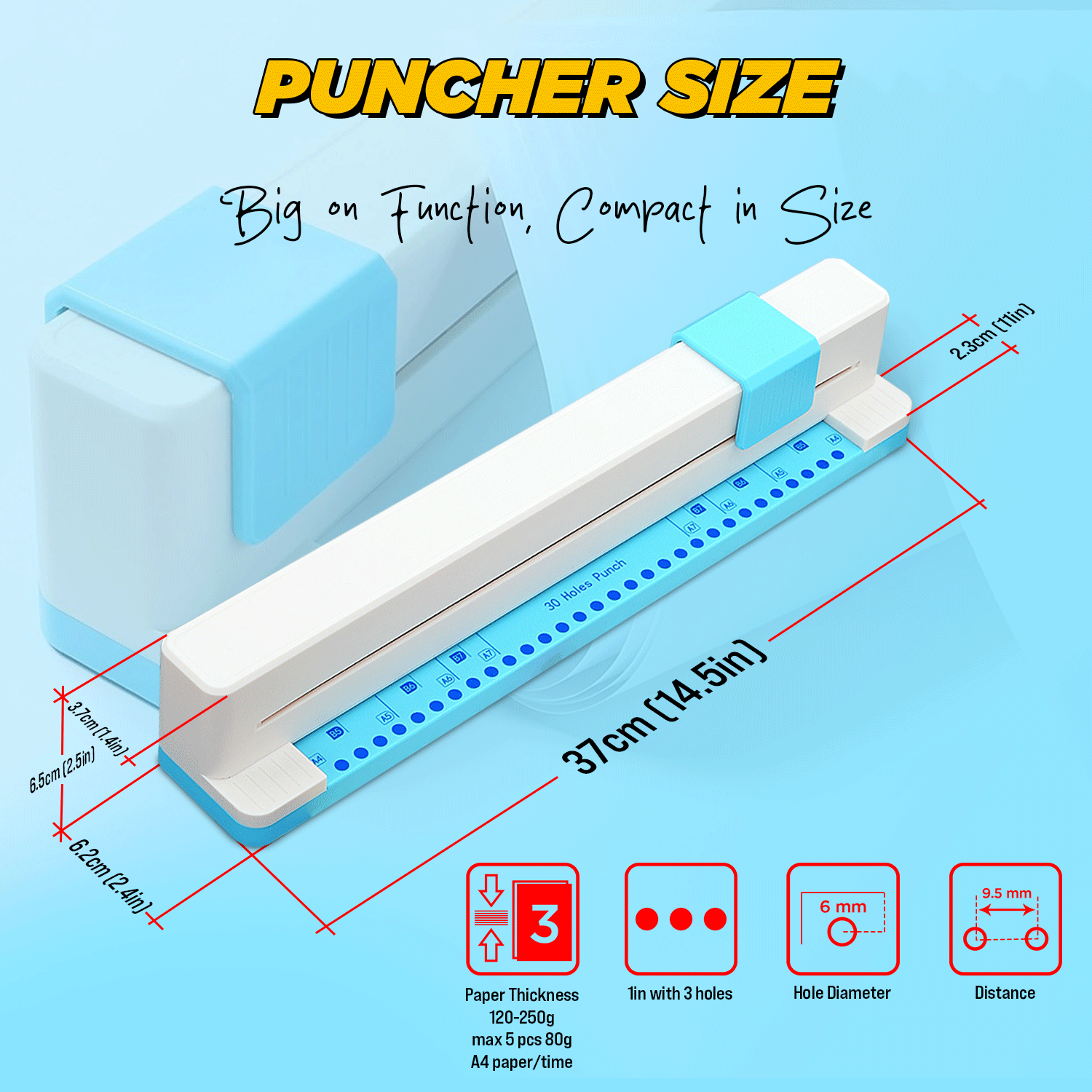 30-Hole Manual Paper Punch Binder (Max 3 sheets)