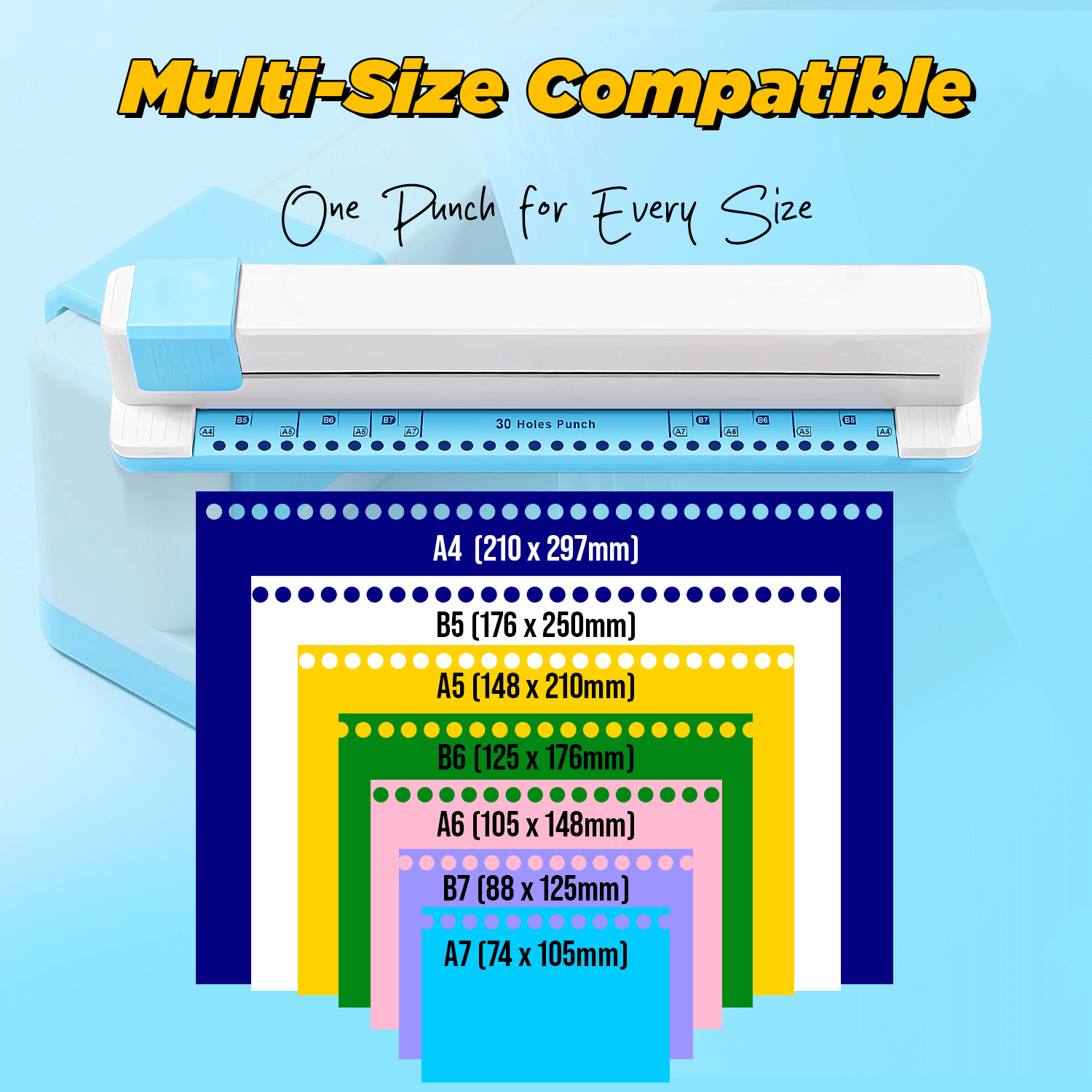 30-Hole Manual Paper Punch Binder (Max 3 sheets)