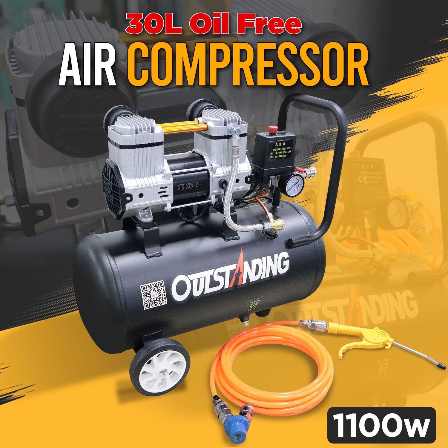 Air compressor For Heat Press 30L-1100w Black
