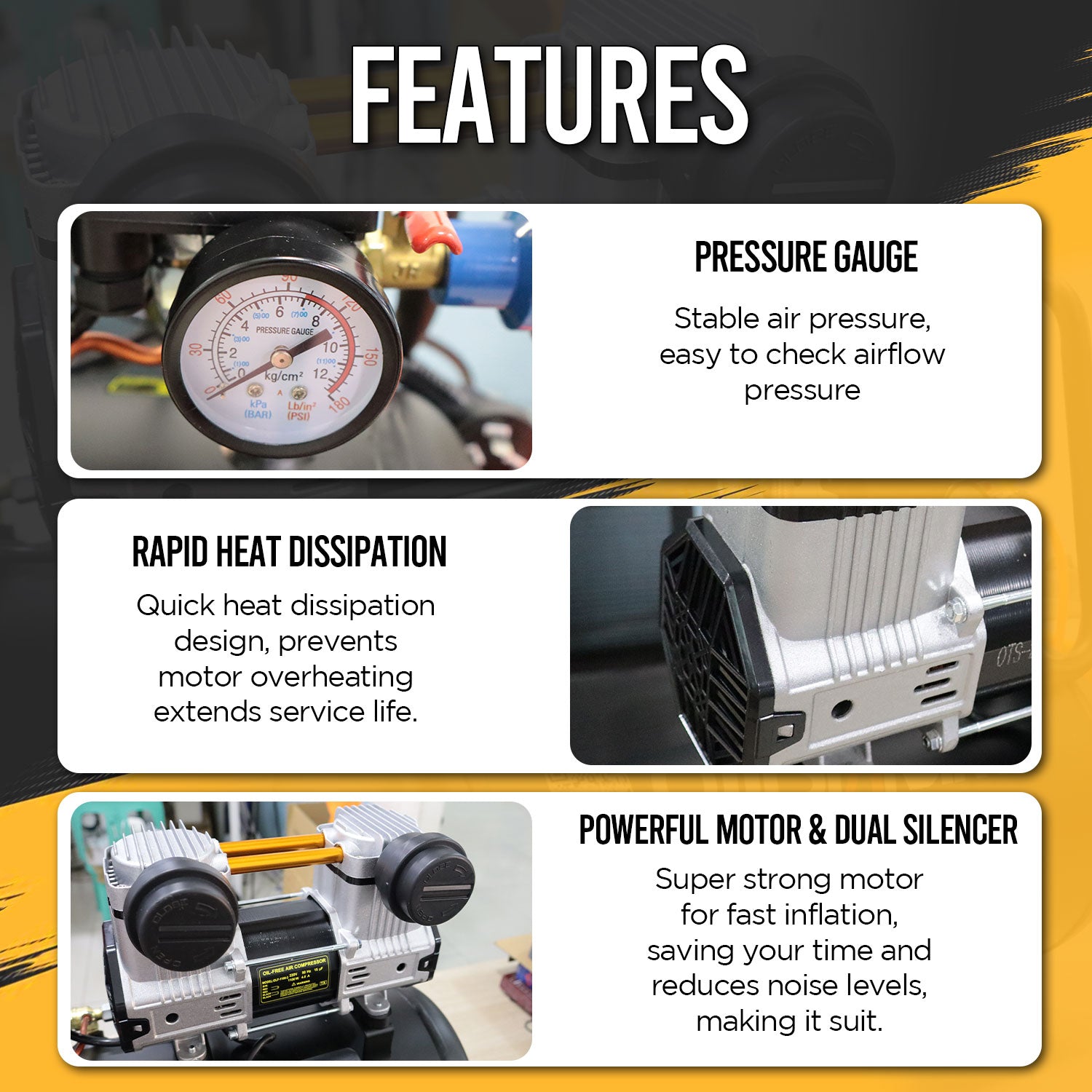 Air compressor For Heat Press 30L-1100w Black