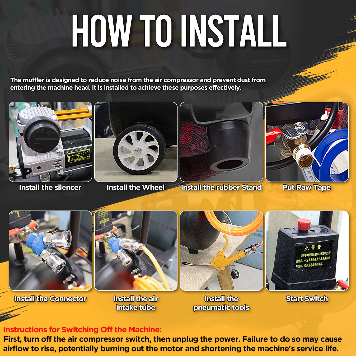 Air compressor For Heat Press 30L-1100w Black