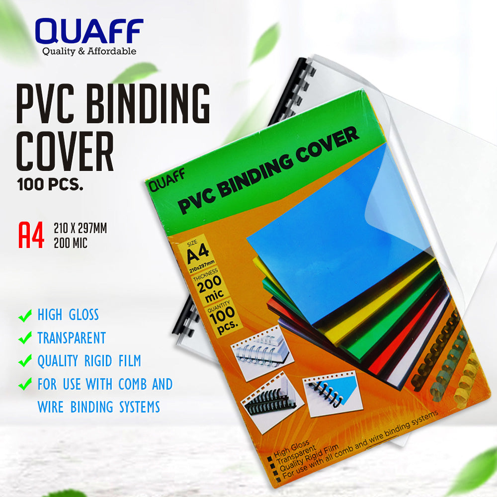 QUAFF 200MIC PVC BINDING COVER CLEAR