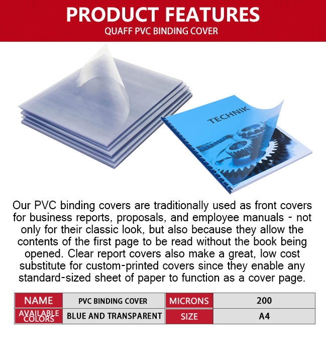 QUAFF 200MIC PVC BINDING COVER CLEAR