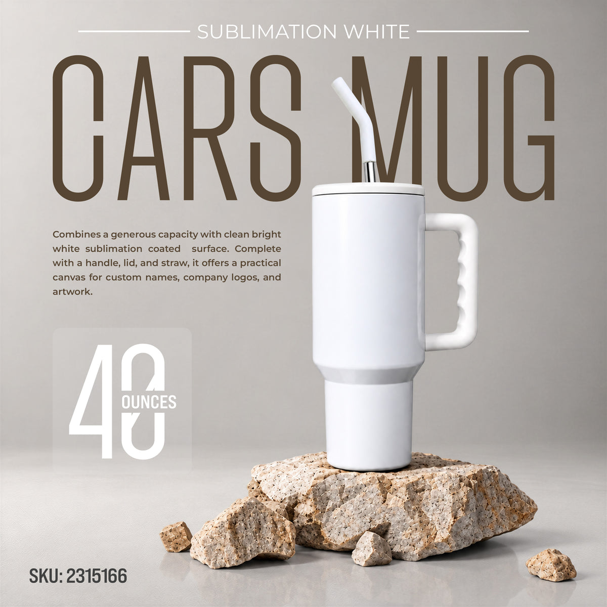 Sublimation Coated Cars mug  (40Oz-1200ML) White