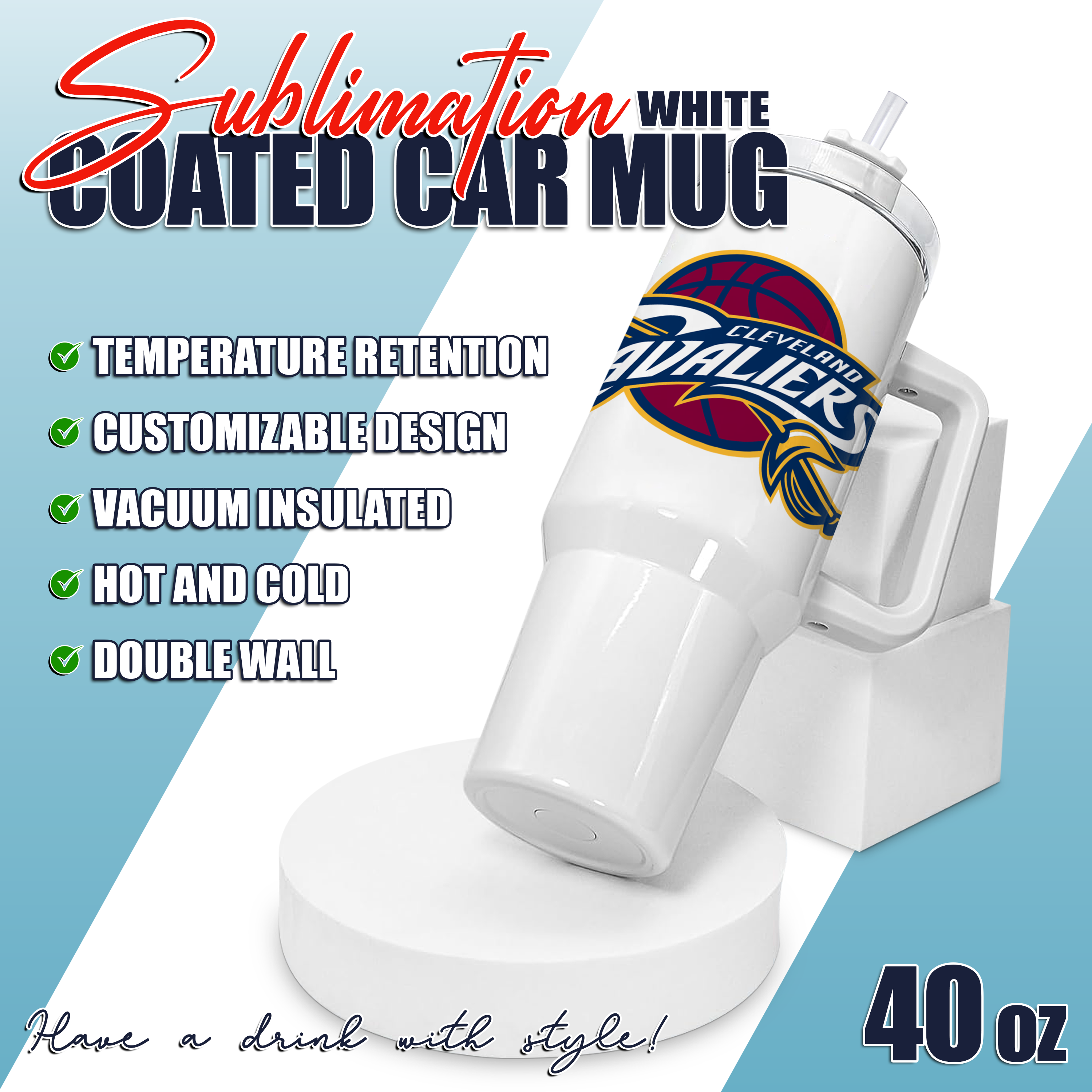 Sublimation Coated Cars mug  (40Oz-1200ML) White