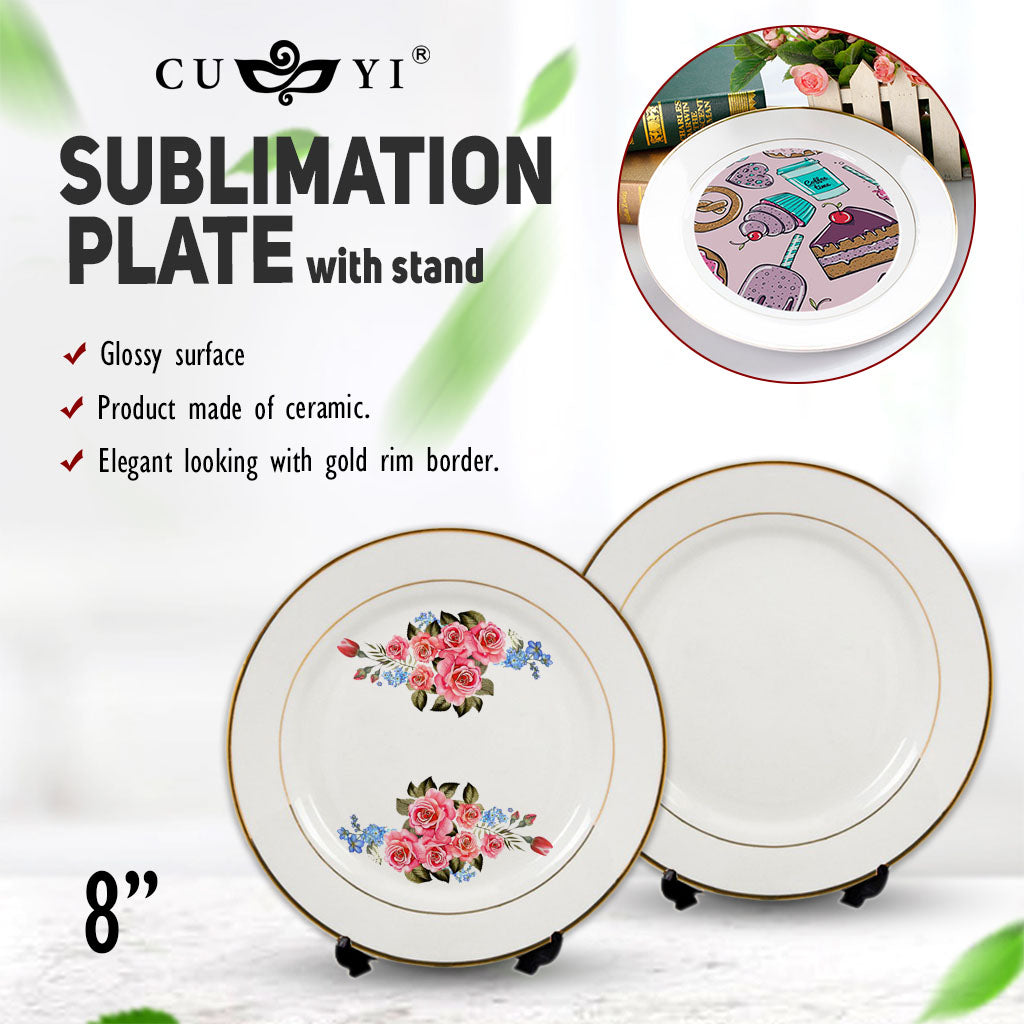 Quaff Sublimation Coated Plate w/ Stand