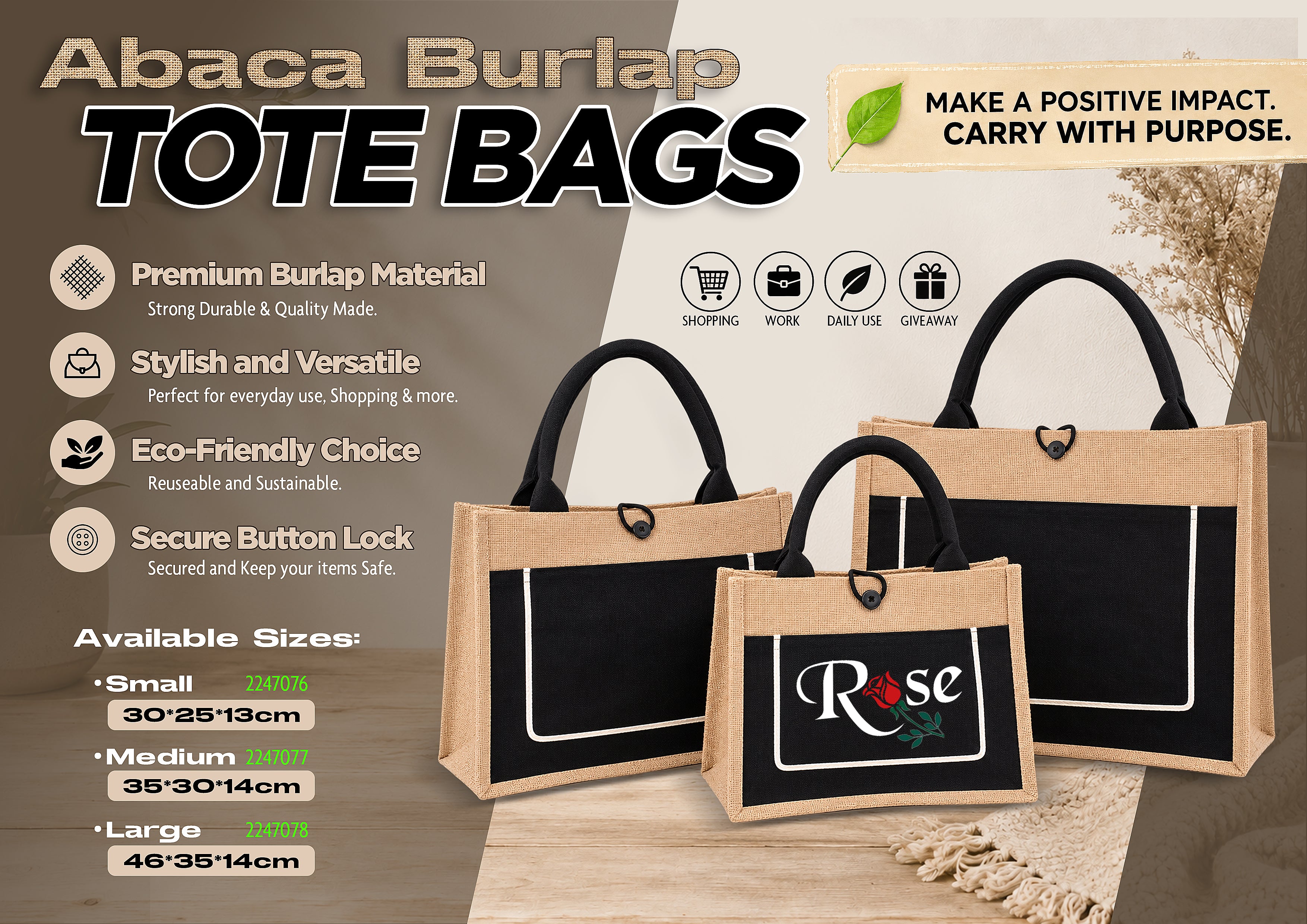 Abaca Burlap Tote Bags