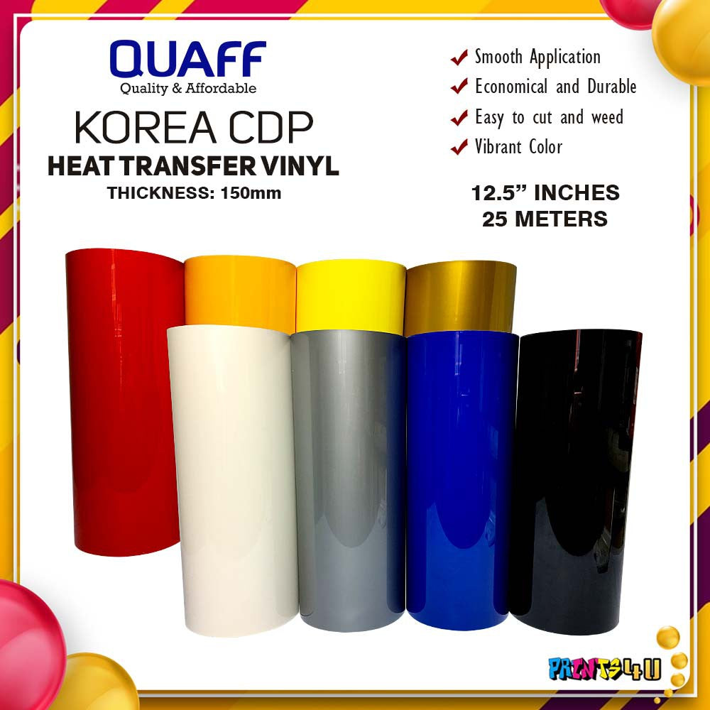 Quaff Cdp Rubberize Heat Transfer Vinyl For T-Shirt Design 12.5 Inches X 1meter Film Made Korea
