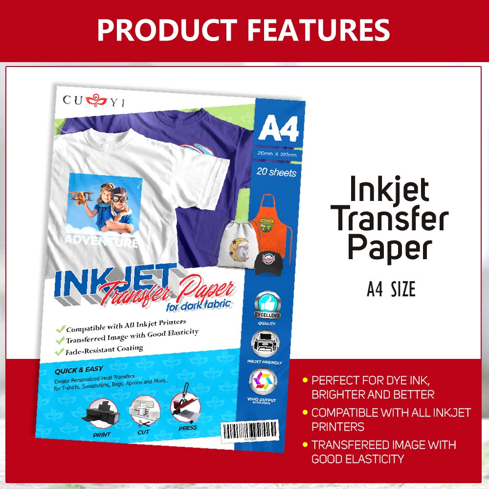 Cuyi Dark Transfer Paper A4 Size A3 20 Sheets