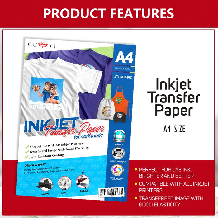 Cuyi Dark Transfer Paper A4 Size A3 20 Sheets