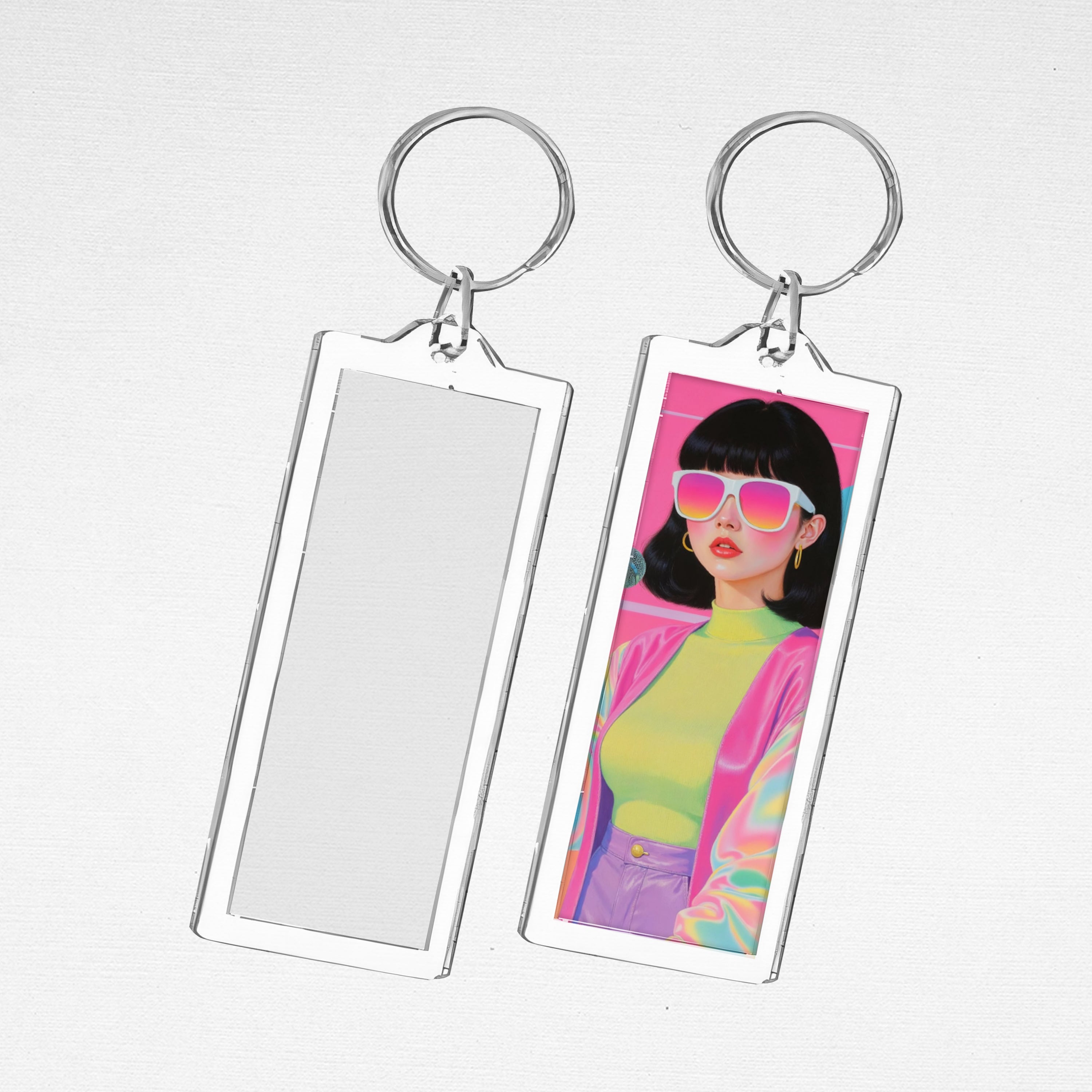 Photo Insert Acrylic Keychain Openable Key Chain 100 Pcs Pack