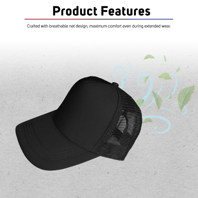 Full Color QUAFF Printable Mesh Cap for Men and Women Baseball Cap / Net Trucker Black Blue Red