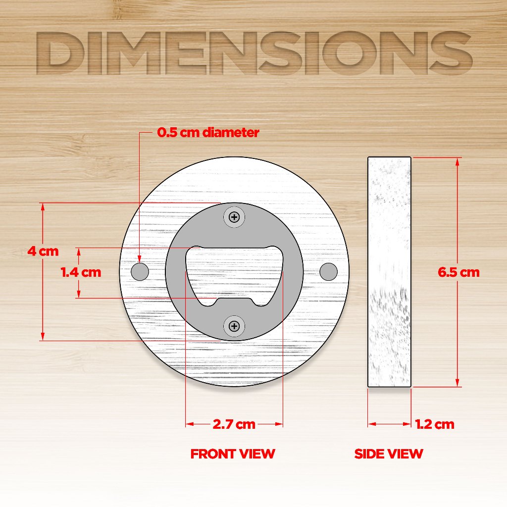 Round Bamboo Bottle opener with Magnet for DIY Souvenirs and Giveaways