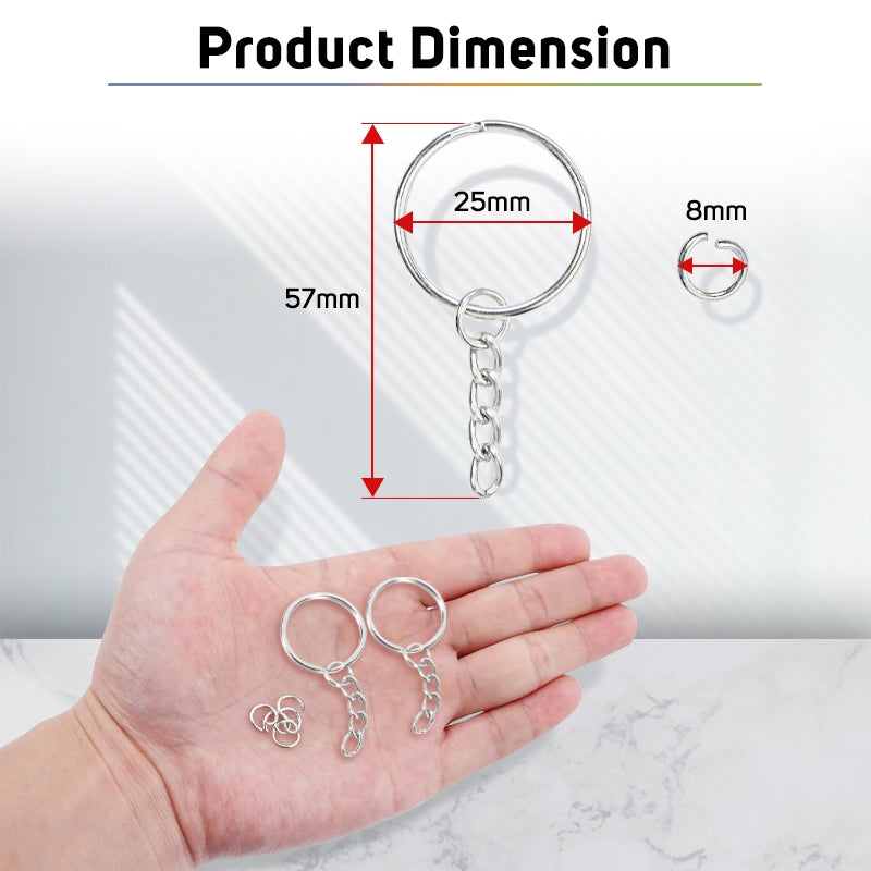 50pcs 25mm Split Key Ring with free Jump Ring for DIY Keychain Silver Keyrings