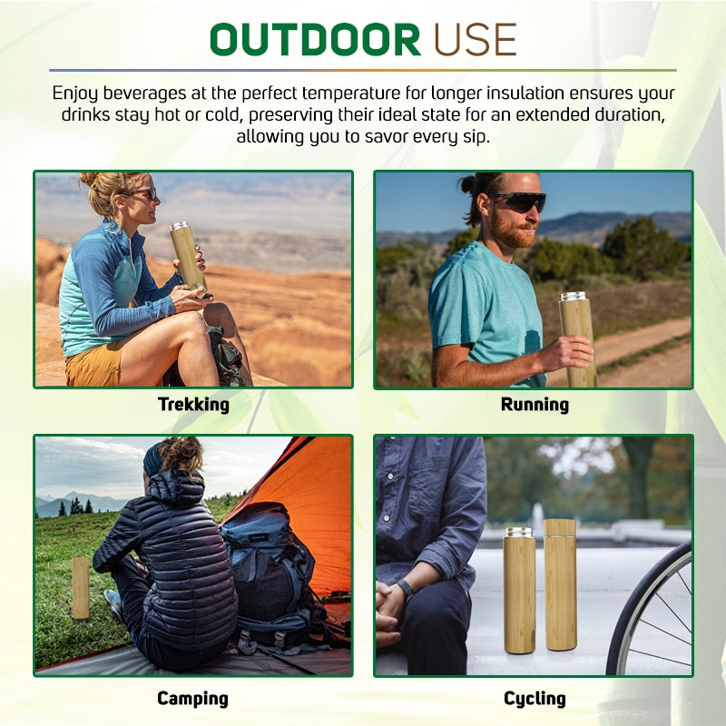 500ml Bamboo Tumbler with Stainless Steel Lid Customizable Water Bottle