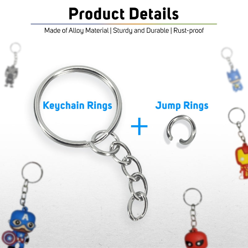 50pcs 25mm Split Key Ring with free Jump Ring for DIY Keychain Silver Keyrings