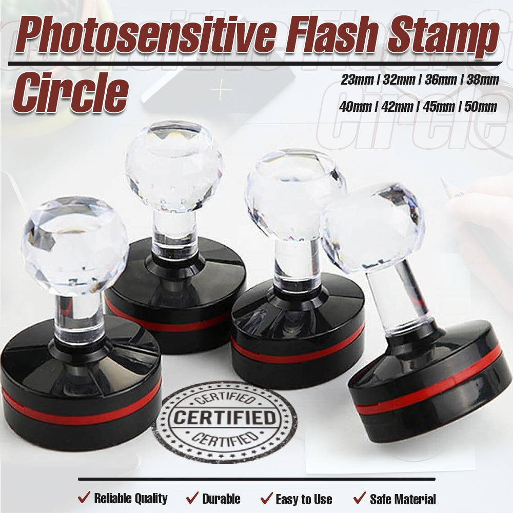 Circle Photosensitive Crystal Rubber Stamp Pad and Case for School Company - Blank
