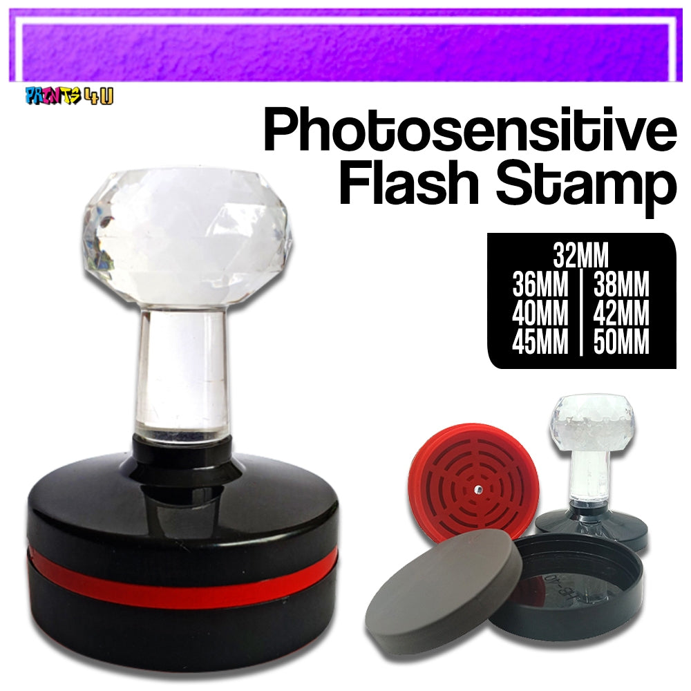 Circle Photosensitive Crystal Rubber Stamp Pad and Case for School Company - Blank