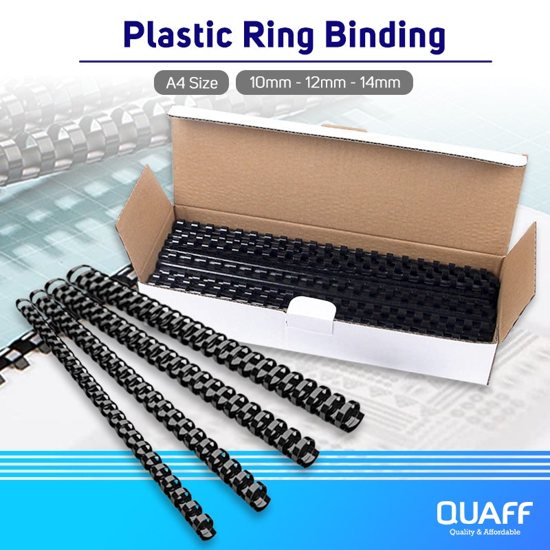 Plastic Ring Binding Black A4 Size Spring Binder 100pcs Per Pack 10 Mm 12 14mm
